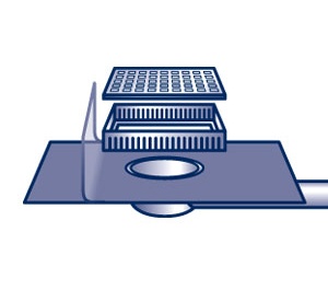 zur Produktseite Balkon-Topf-Gully, waagerecht, Dachbahn, Revisionsschacht